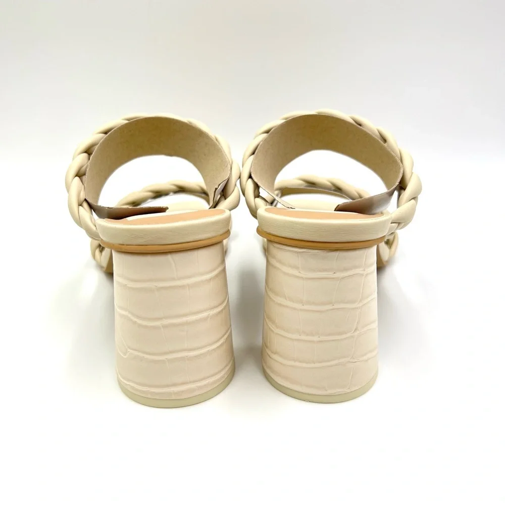 Dolce Vita Womens Size 9 Ivory Stella Braided Faux‎ Leather Block Heels Shoes